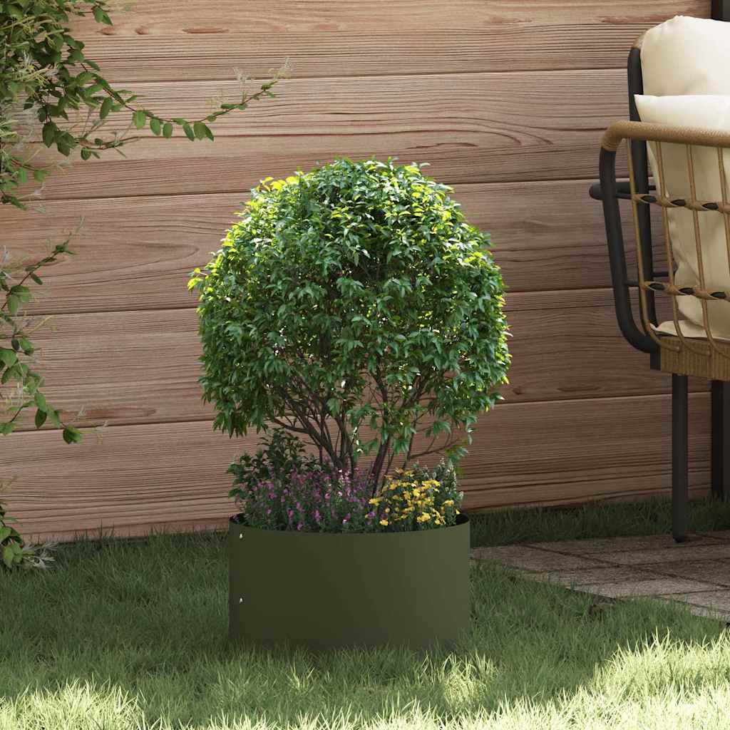 vidaXL Planter Ring Olive Green 30 x 30 x 20 cm Cold-rolled Steel 1