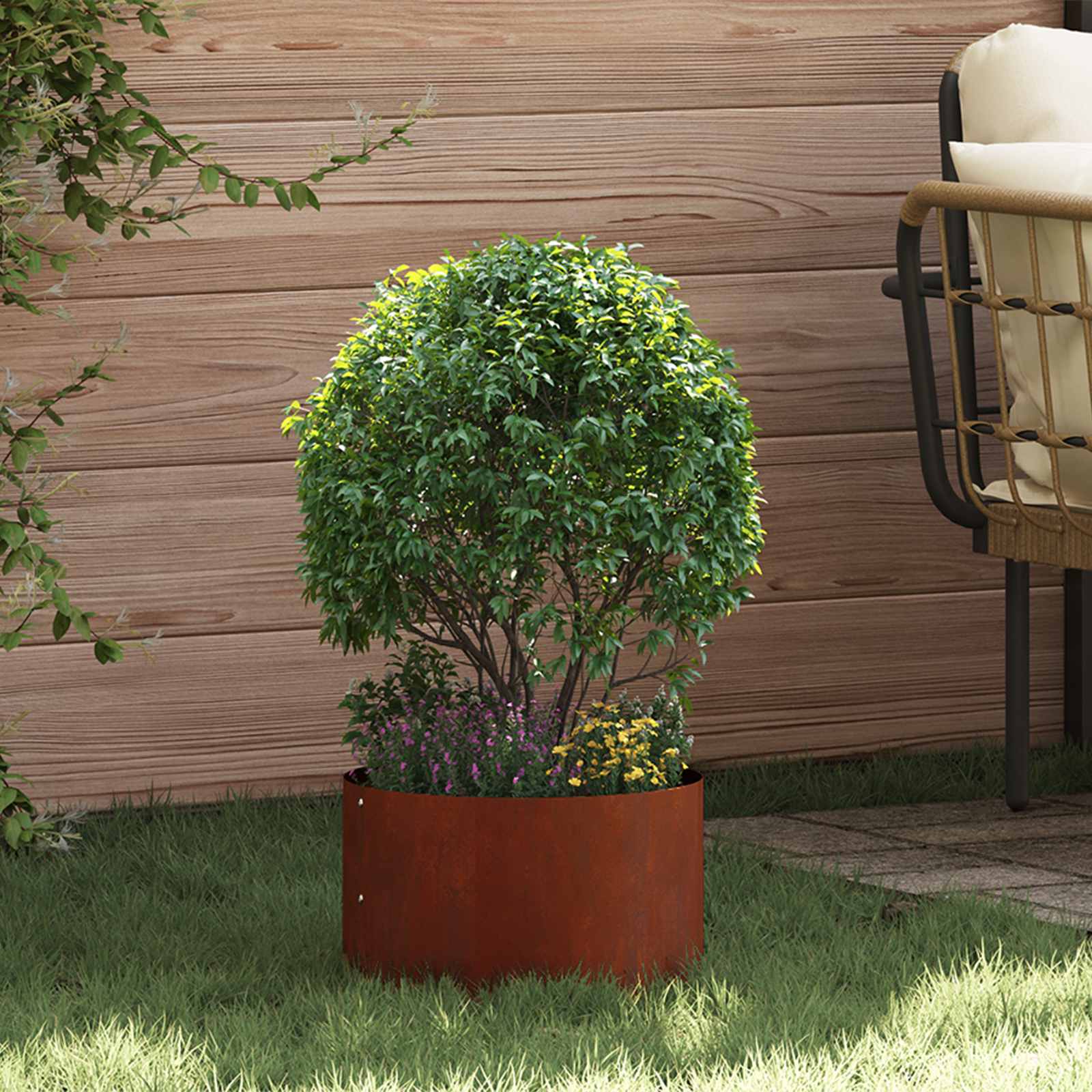 vidaXL Planter Ring Rusty 30 x 30 x 20 cm Weathering Steel 1