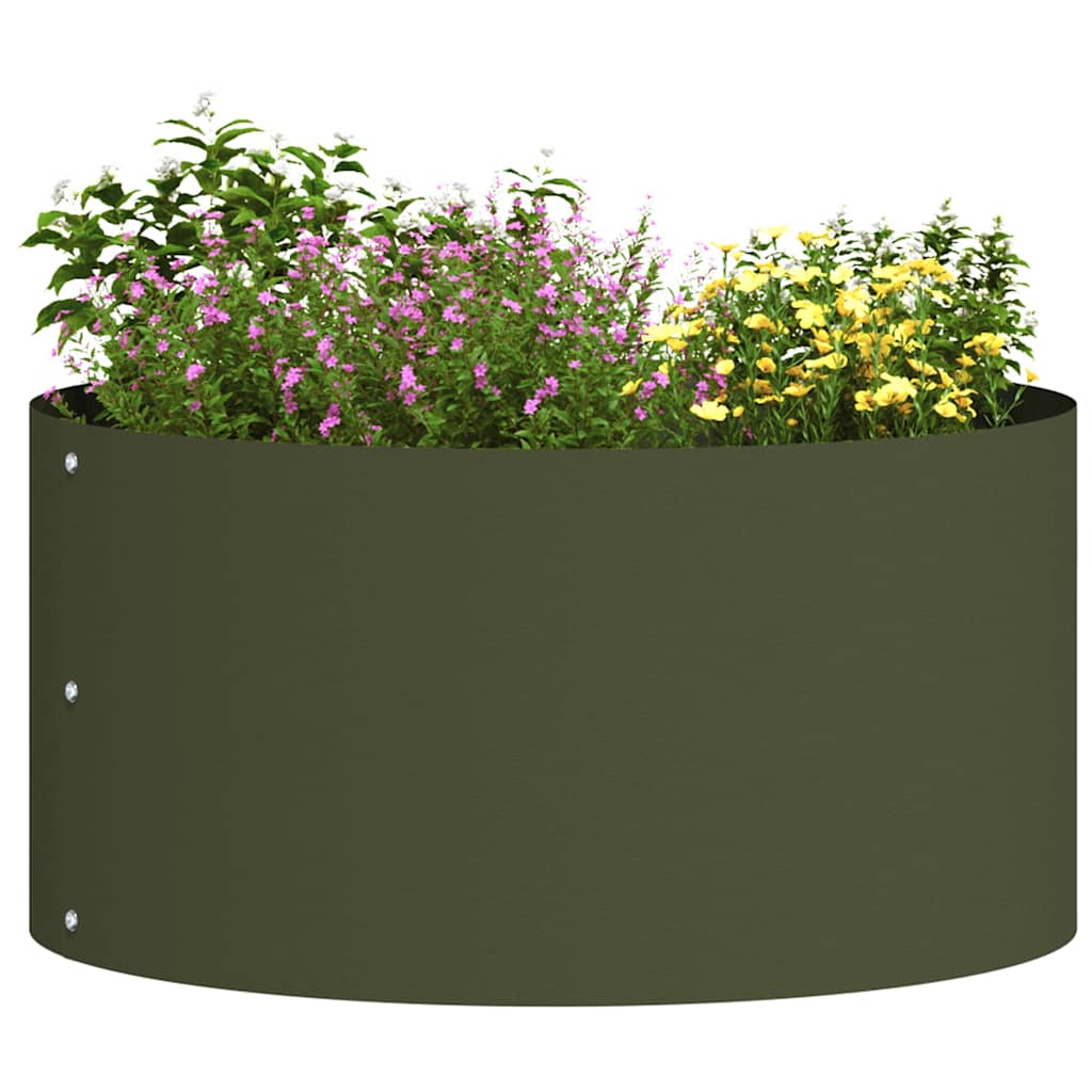 vidaXL Planter Ring Olive Green 40 x 40 x 20 cm Cold-rolled Steel 3