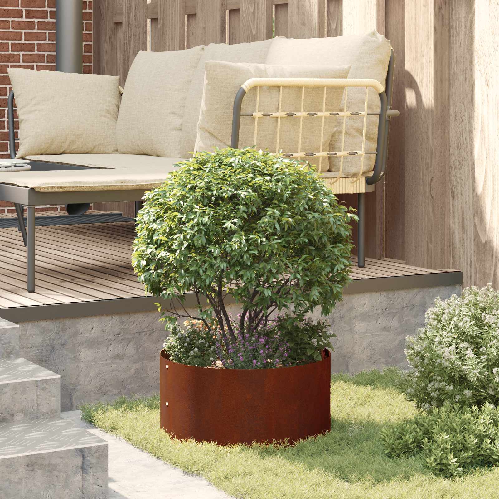 vidaXL Planter Ring 5 pcs Rusty 40 x 40 x 20 cm Weathering Steel 4
