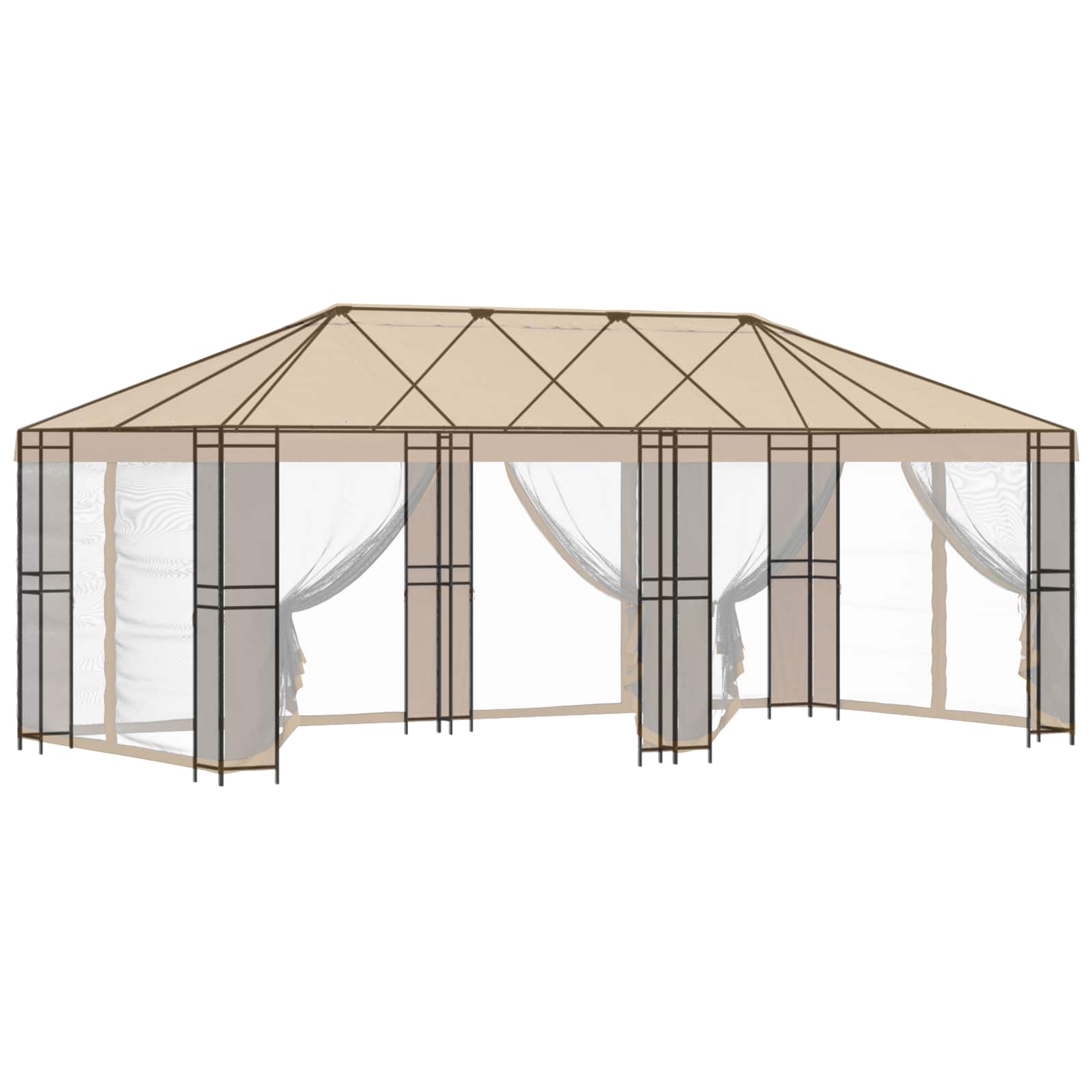 vidaXL Gazebo Frame Without Gazebo Fabric 6 x 3 m Black Steel 3
