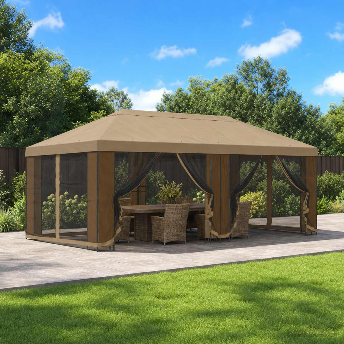 Garden Gazebo with Sidewalls 6 x 3 m Polyester and Steel Beige
