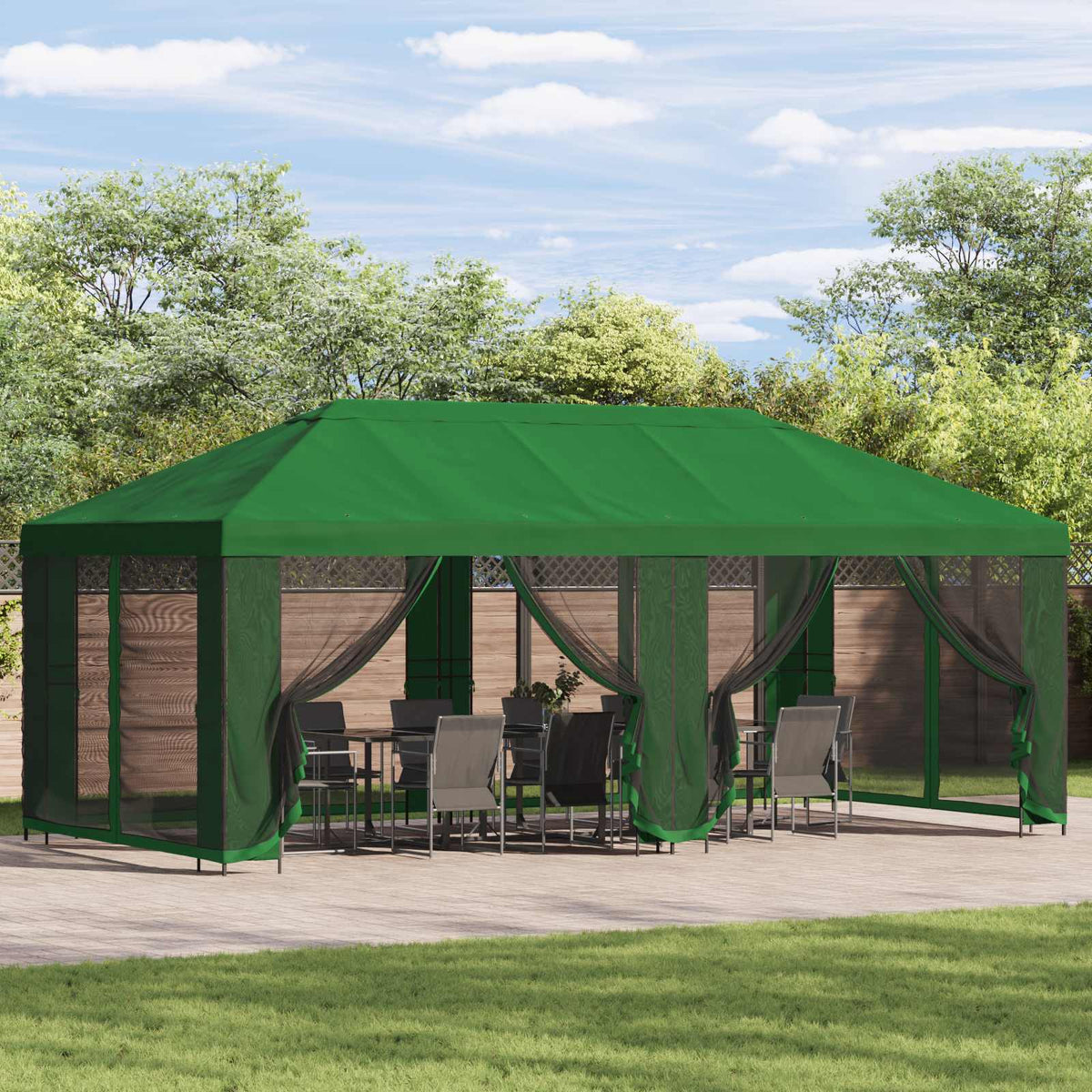 Garden Gazebo with Sidewalls 6 x 3 m Polyester and Steel Green