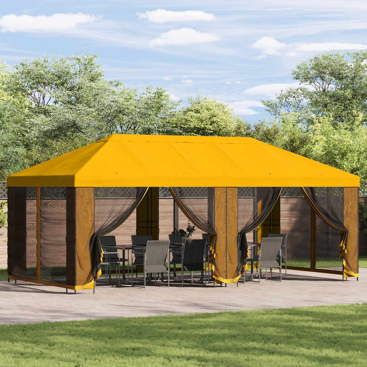 Garden Gazebo with Sidewalls 6 x 3 m Polyester and Steel Yellow
