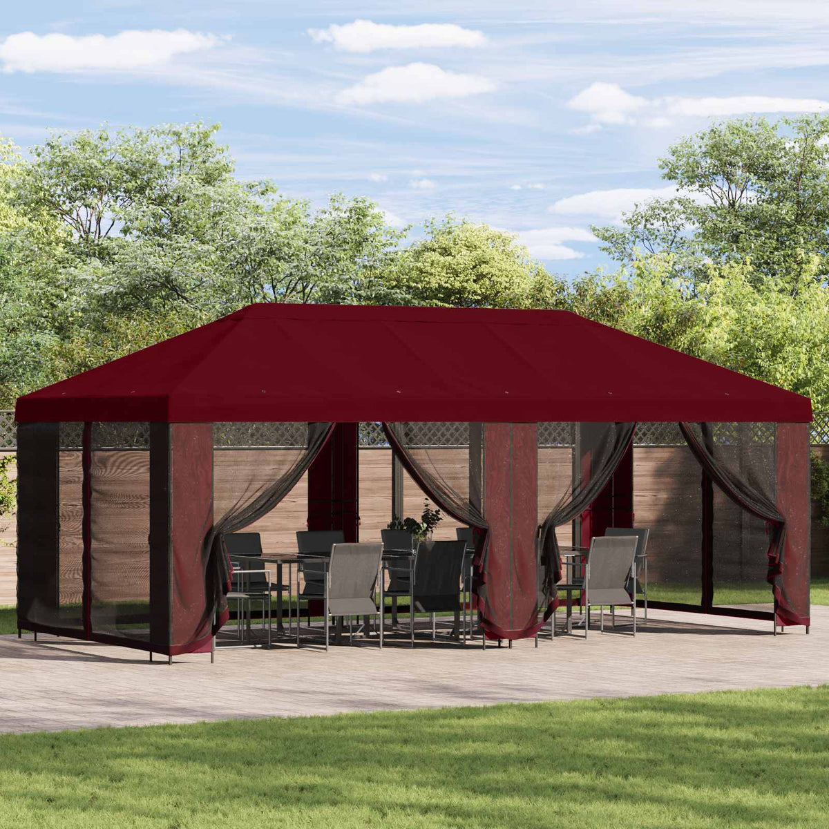 Garden Gazebo with Sidewalls 6 x 3 m Polyester and Steel Burgundy