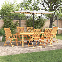 7-Piece Garden Dining Set Natural Solid Acacia Wood without cushion 6