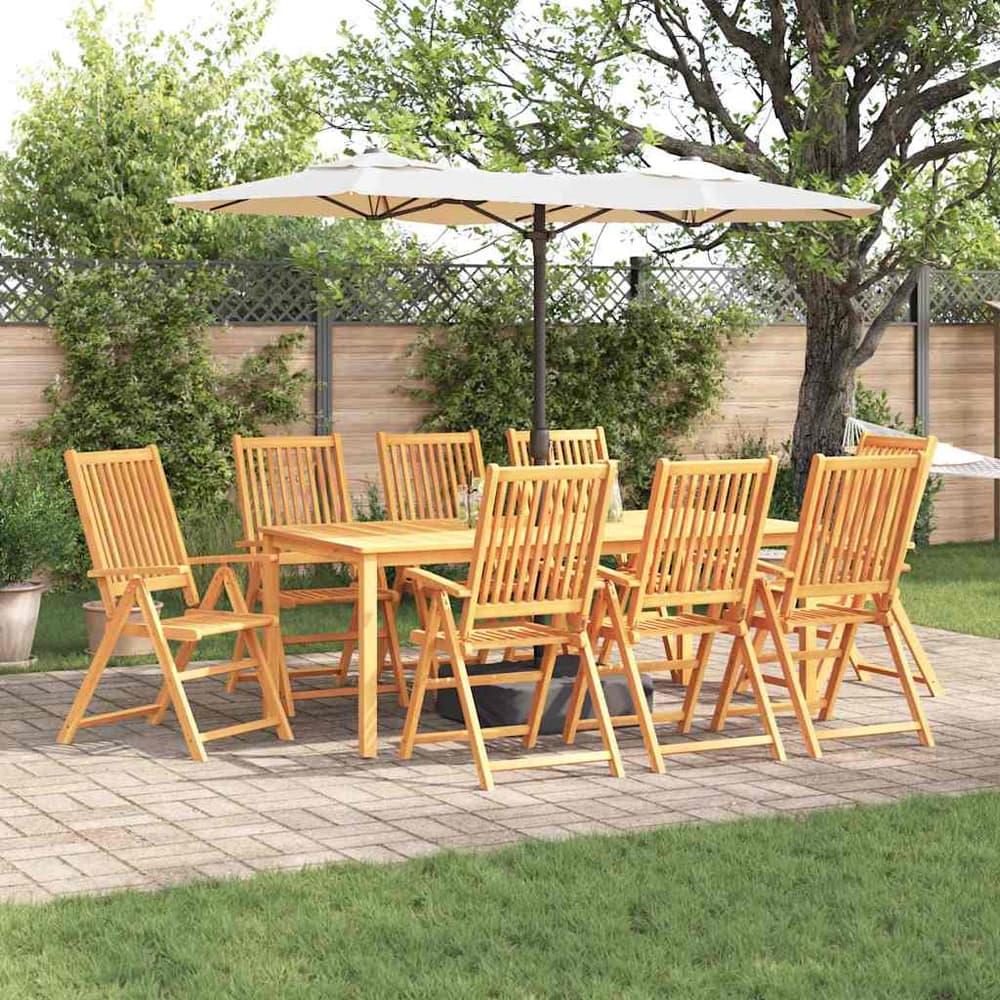 7-Piece Garden Dining Set Natural Solid Acacia Wood without cushion 8