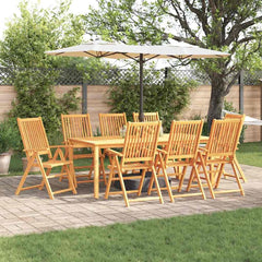 7-Piece Garden Dining Set Natural Solid Acacia Wood without cushion 8