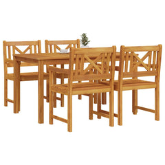 Garden Dining Set 5 pcs Brown Solid Acacia Wood 140 cm table length 4-Seater
