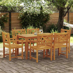 Garden Dining Set 5 pcs Brown Solid Acacia Wood 140 cm table length 6-Seater