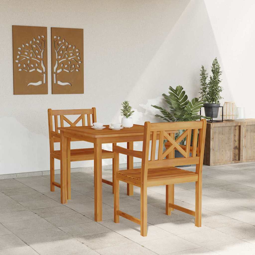 Garden Dining Set 3 pcs Brown Solid Acacia wood 85 cm table length 2-seater