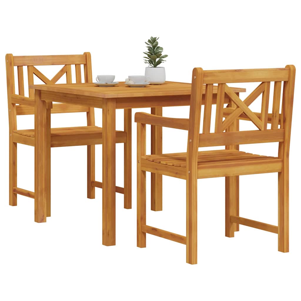 Garden Dining Set 3 pcs Brown Solid Acacia wood 85 cm table length 2-seater