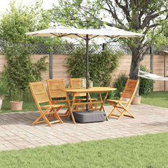 Garden Dining Set 5 pcs Brown Solid Acacia Wood 4x chair +table