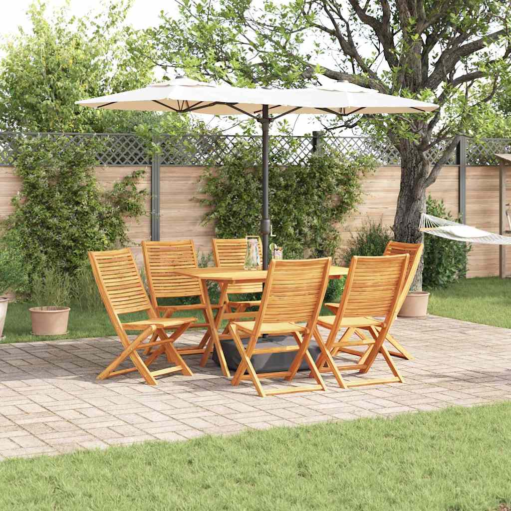 Garden Dining Set 5 pcs Brown Solid Acacia Wood 6x chair +table