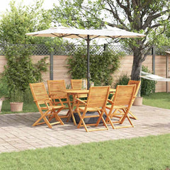 Garden Dining Set 5 pcs Brown Solid Acacia Wood 6x armchair +table
