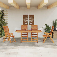Garden Dining Set 5 pcs Brown Solid Acacia Wood Rectangular table +4x chair