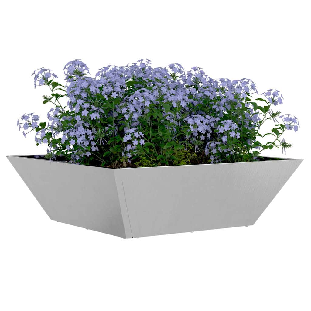 vidaXL Garden Planter Silver 50 x 50 x 15 cm Stainless Steel 3