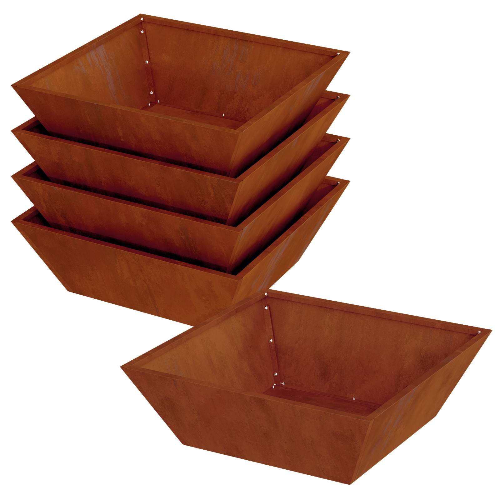 vidaXL Garden Planter 5 pcs Rusty 50 x 50 x 15 cm Weathering Steel 5