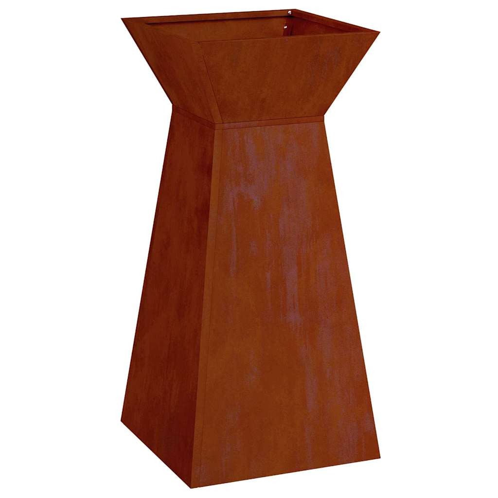 vidaXL Pillar Planter Rusty 35 x 35 x 73 cm Weathering Steel 2