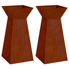 vidaXL Pillar Planter 2 pcs Rusty 35 x 35 x 73 cm Weathering Steel 5