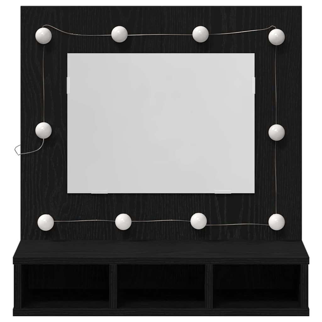 vidaXL Mirror Cabinet Black Oak 60 x 31.5 x 62 cm Engineered Wood 5