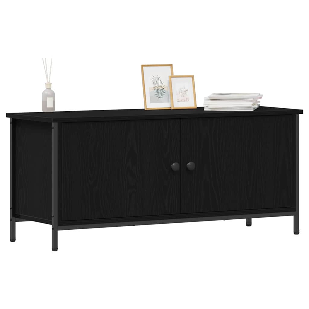 vidaXL TV Cabinet 100 x 35 x 45 cm Black Oak Engineered Wood 3
