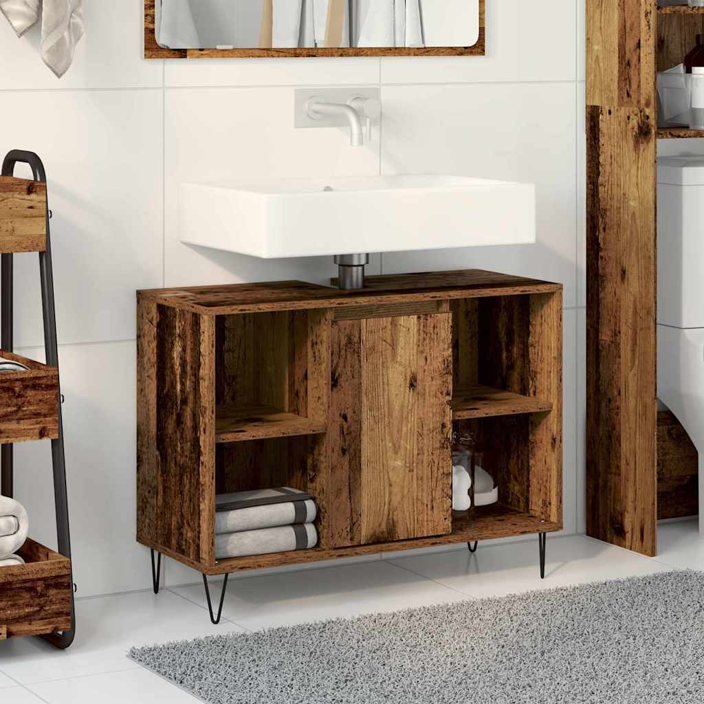 vidaXL Bathroom Cabinet Old Wood 80 x 33 x 60 cm Engineered Wood 1