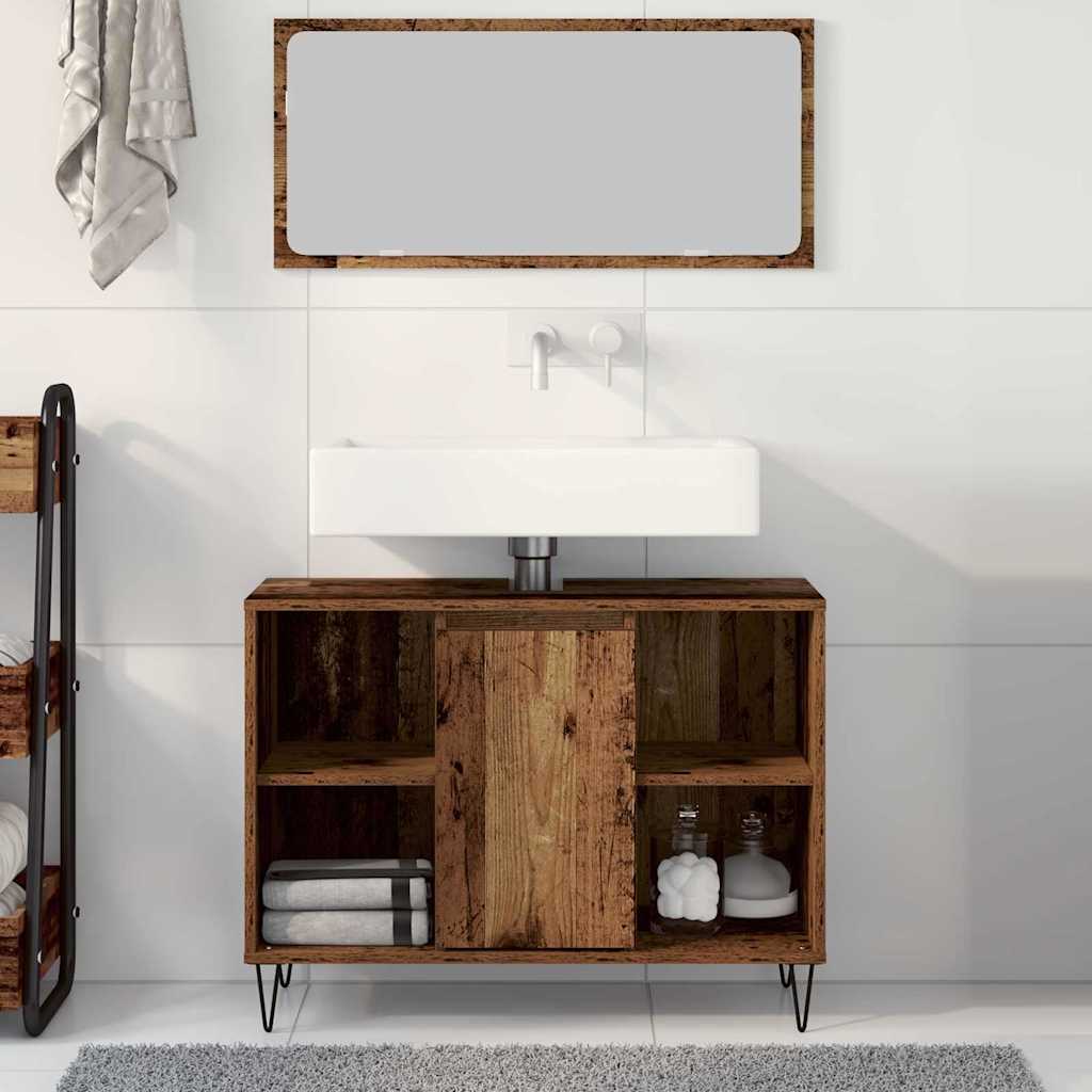 vidaXL Bathroom Cabinet Old Wood 80 x 33 x 60 cm Engineered Wood 4