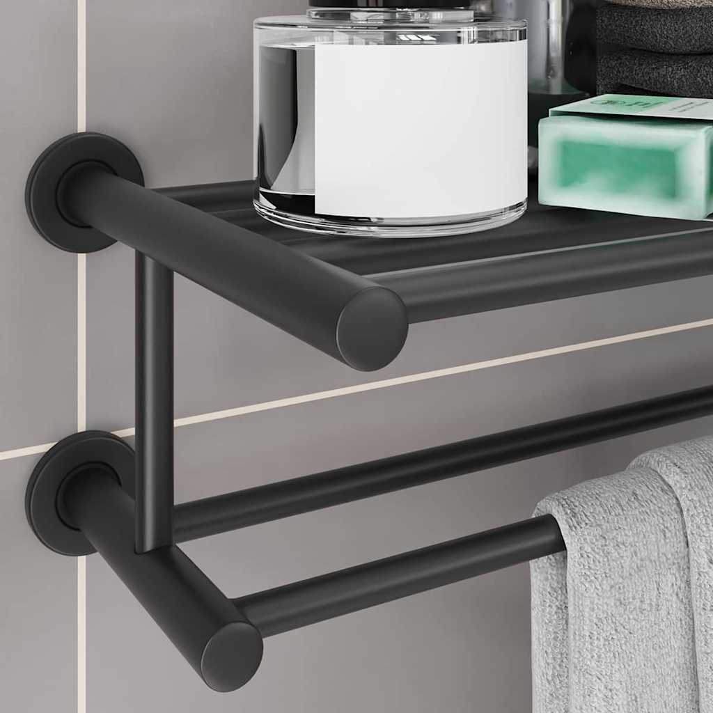 vidaXL Towel Rack Black 61 x 23 x 17 cm Stainless steel 4