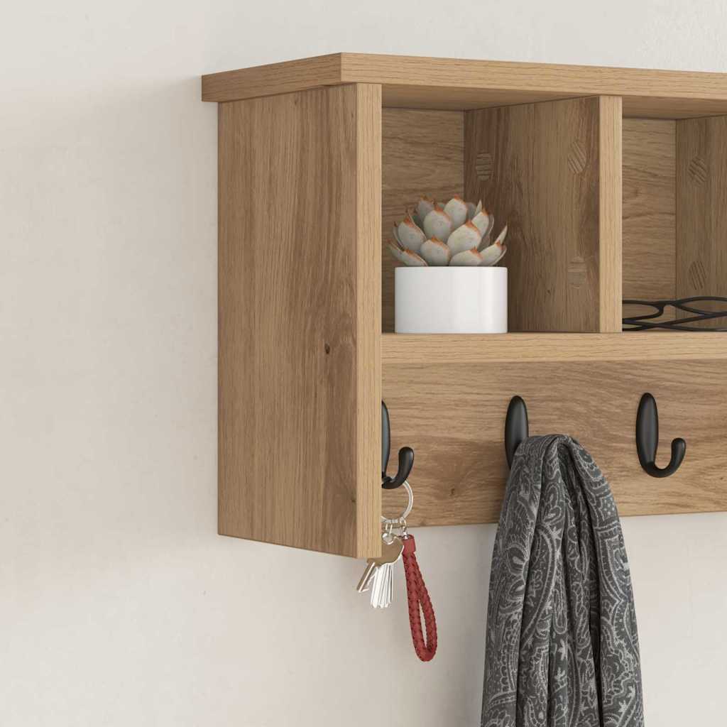 vidaXL Wall-Mounted Coat Rack Artisan Oak 50 x 16 x 26 cm 4