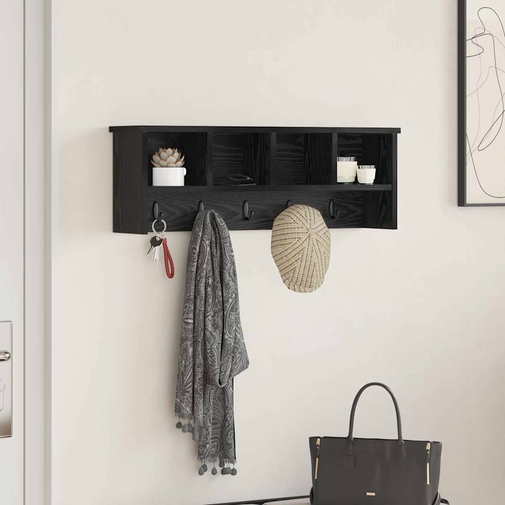 vidaXL Wall-Mounted Coat Rack Wall-Mounted Black Oak 75 x 16 x 26 cm 1