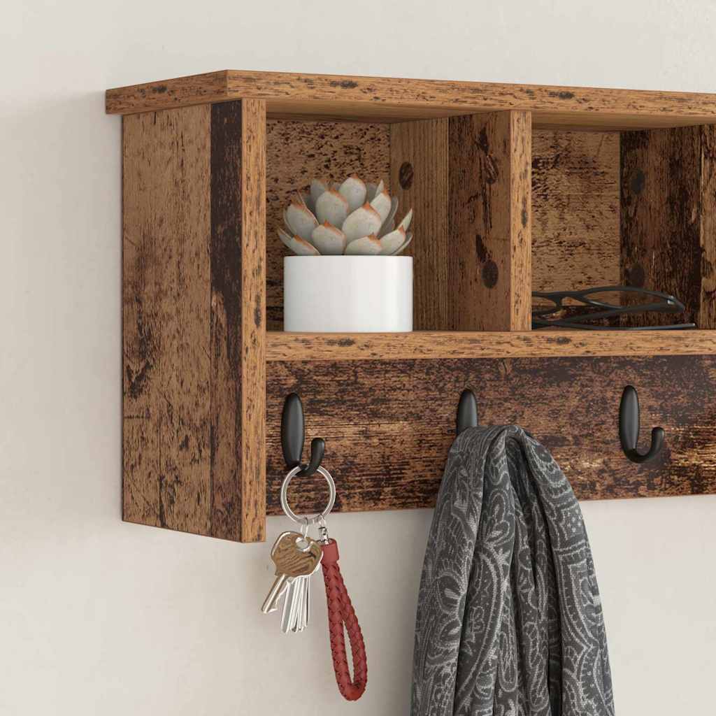 vidaXL Wall-Mounted Coat Rack Wall-Mounted Old Wood 75 x 16 x 26 cm 4