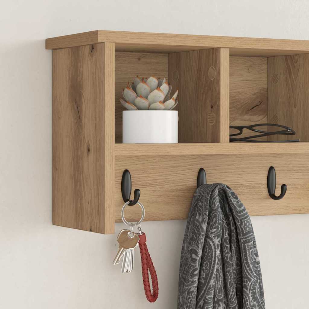 vidaXL Wall-Mounted Coat Rack Wall-Mounted Artisan Oak 75 x 16 x 26 cm 4