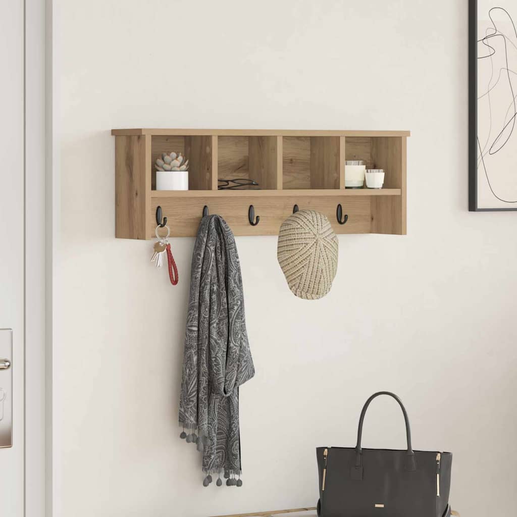 vidaXL Wall-Mounted Coat Rack Wall-Mounted Artisan Oak 75 x 16 x 26 cm 1