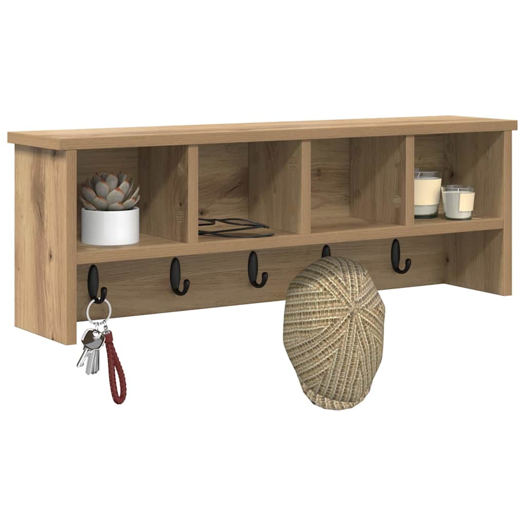 vidaXL Wall-Mounted Coat Rack Wall-Mounted Artisan Oak 75 x 16 x 26 cm 3