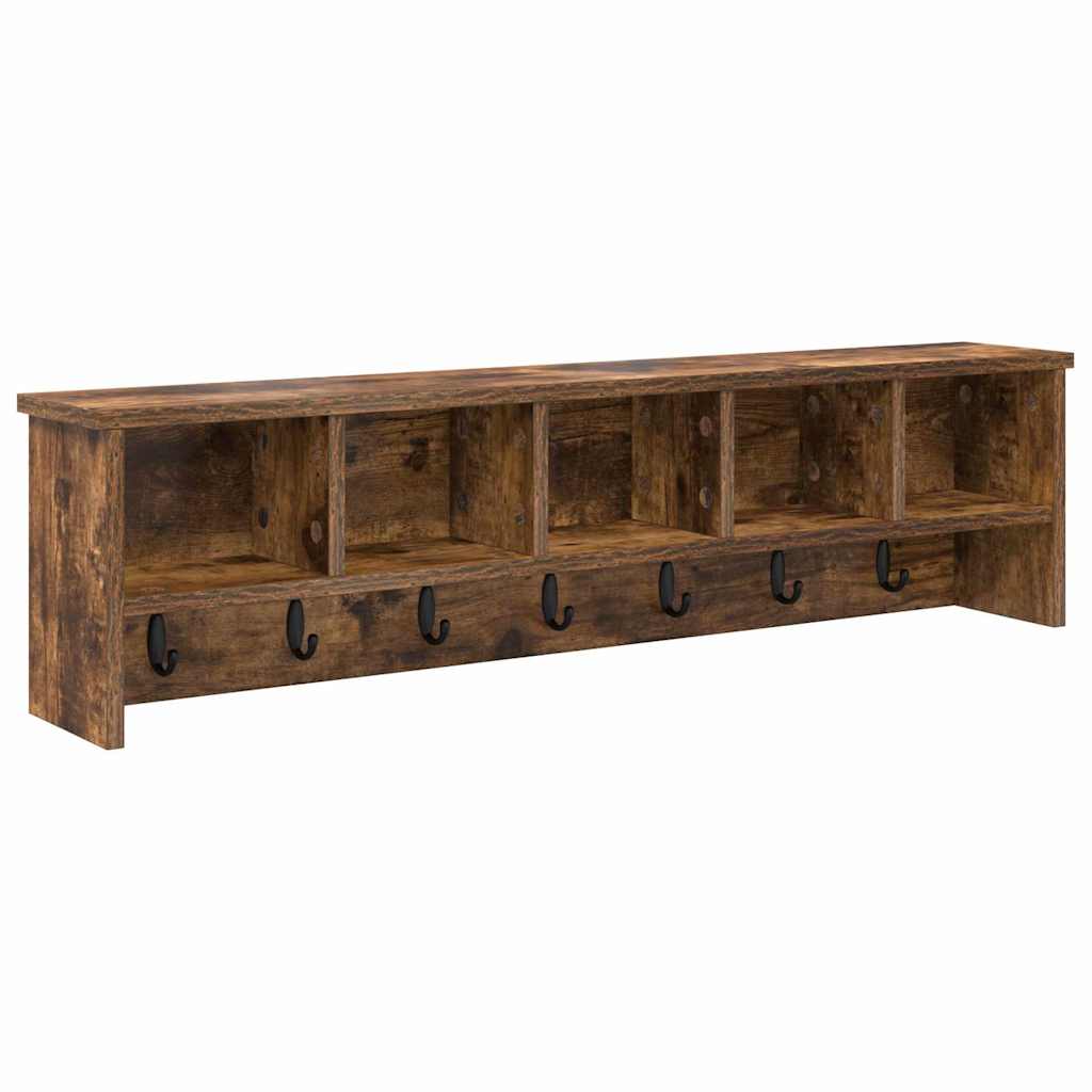 vidaXL Wall-Mounted Coat Rack Wall-Mounted Smoked Oak 100 x 16 x 26 cm 2