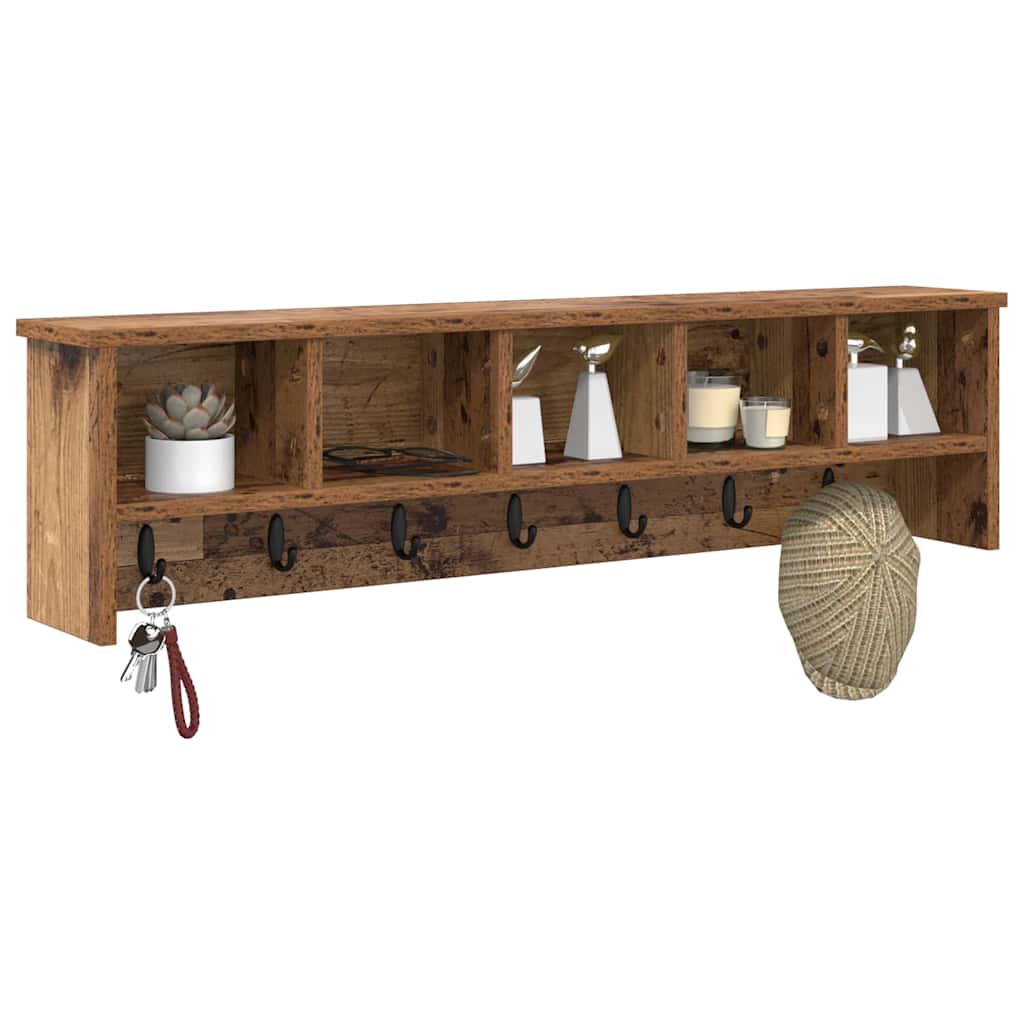 vidaXL Wall-Mounted Coat Rack Wall-Mounted Old Wood 100 x 16 x 26 cm 3