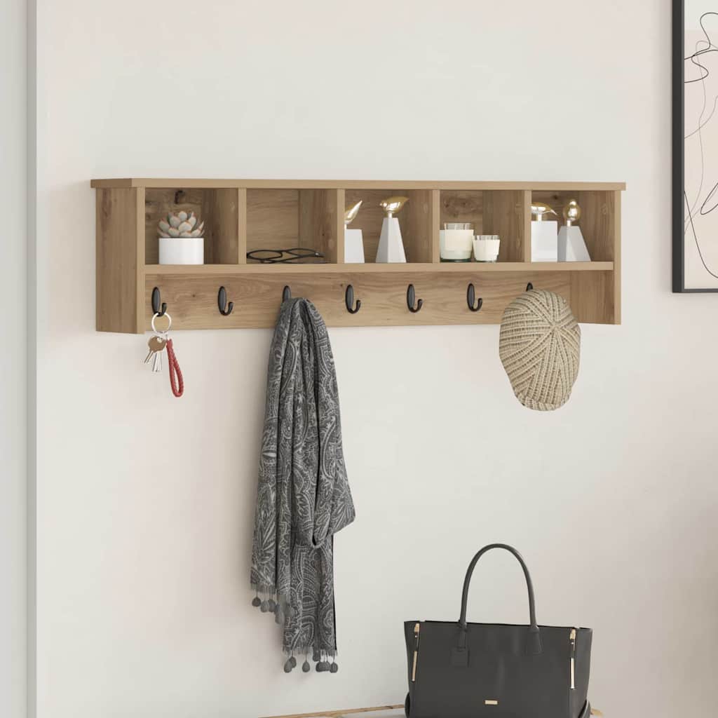 vidaXL Wall-Mounted Coat Rack Wall-Mounted Artisan Oak Engineered wood 1
