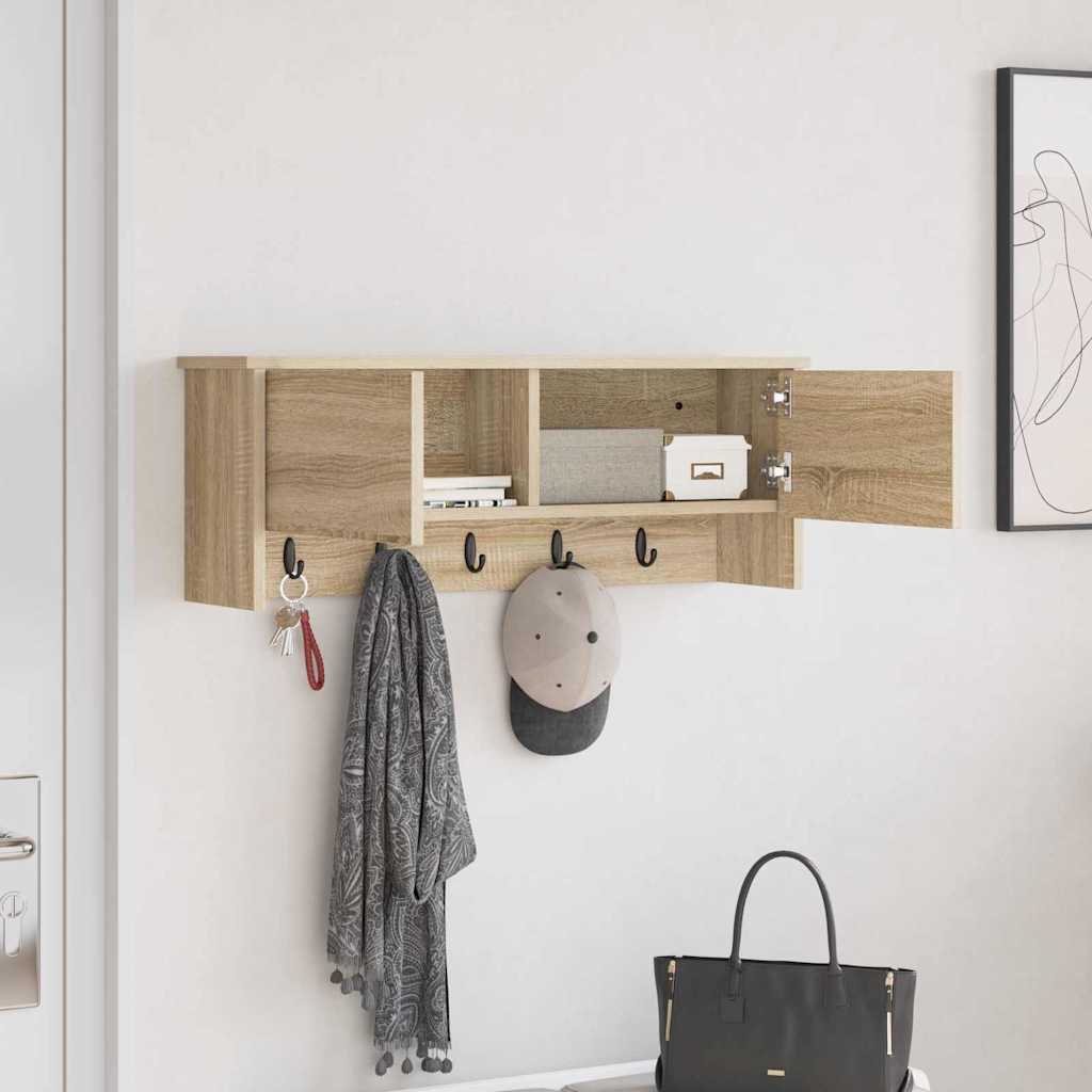 vidaXL Wall-Mounted Coat Rack Wall-Mounted Sonoma Oak 80 x 20 x 30 cm 4