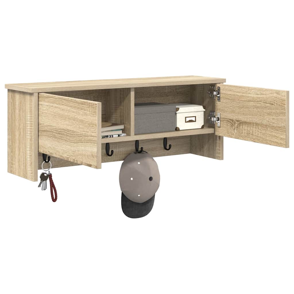 vidaXL Wall-Mounted Coat Rack Wall-Mounted Sonoma Oak 80 x 20 x 30 cm 3