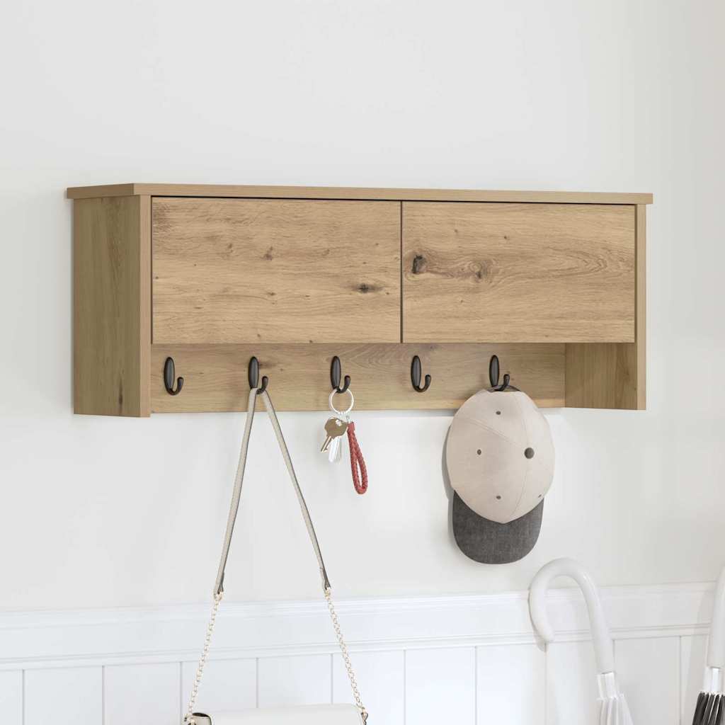 vidaXL Wall-Mounted Coat Rack Wall-Mounted Artisan Oak 80 x 20 x 30 cm 1
