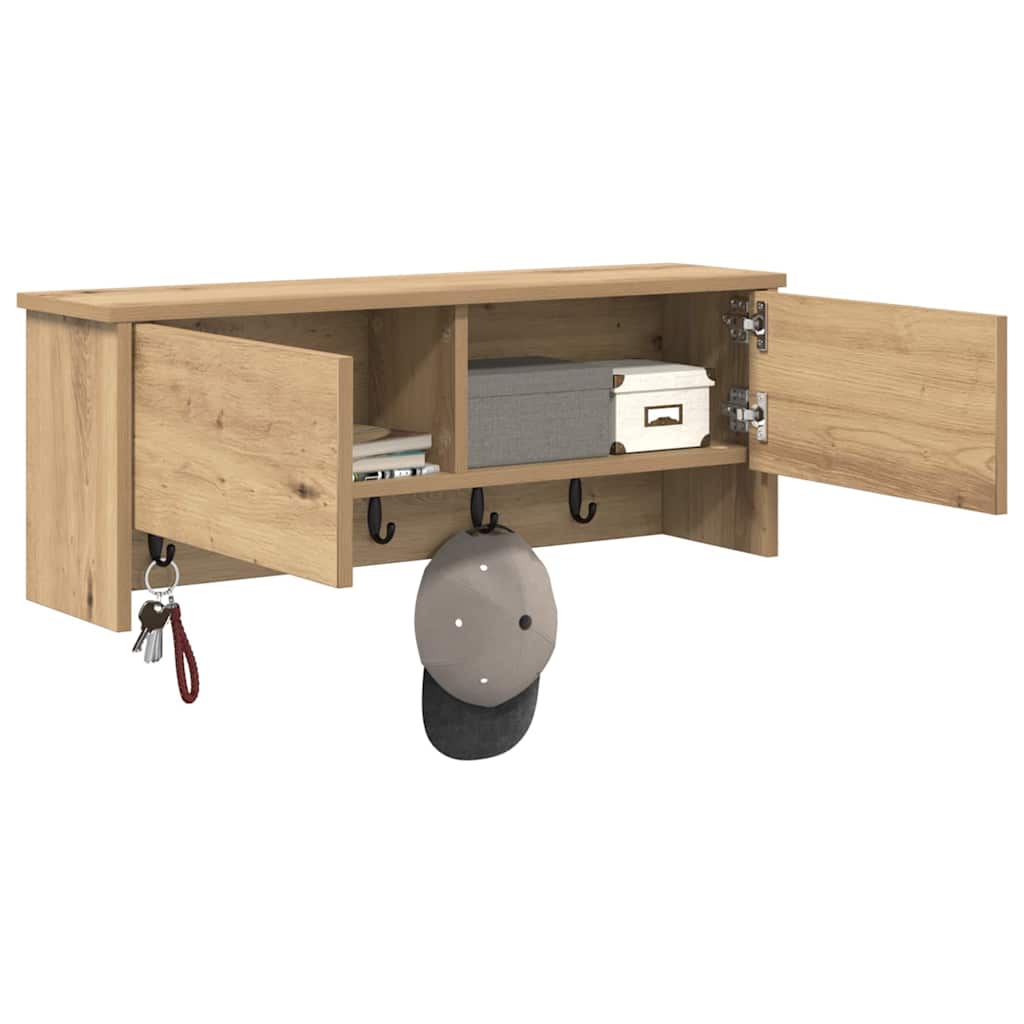 vidaXL Wall-Mounted Coat Rack Wall-Mounted Artisan Oak 80 x 20 x 30 cm 3