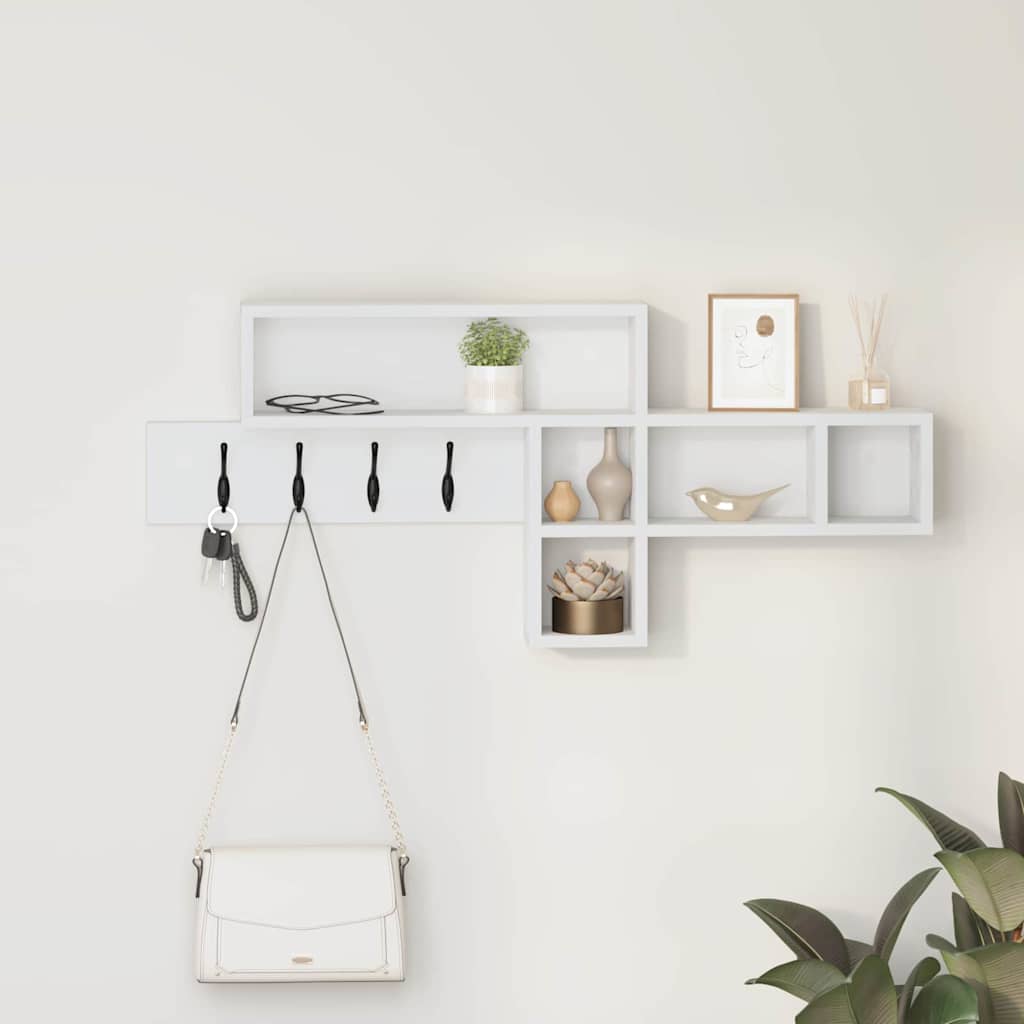 vidaXL Wall-Mounted Coat Rack Wall-Mounted White 100 x 12 x 43.5 cm 1