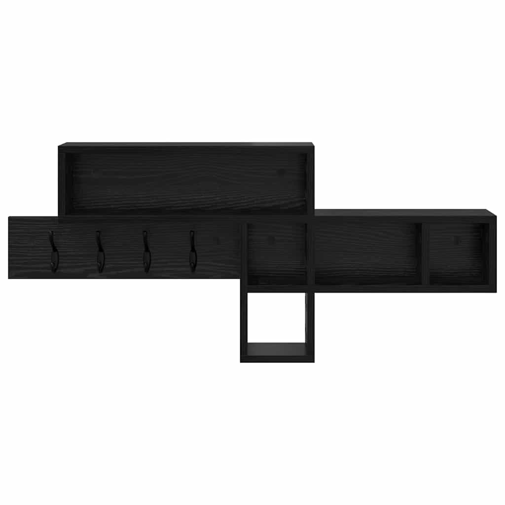 vidaXL Wall-Mounted Coat Rack Wall-Mounted Black Oak Engineered wood 5