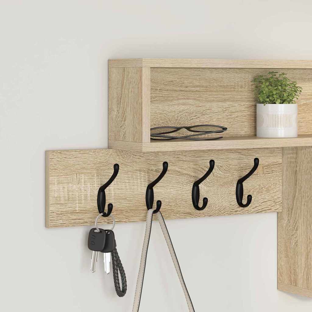 vidaXL Wall-Mounted Coat Rack Wall-Mounted Sonoma Oak Engineered wood 4