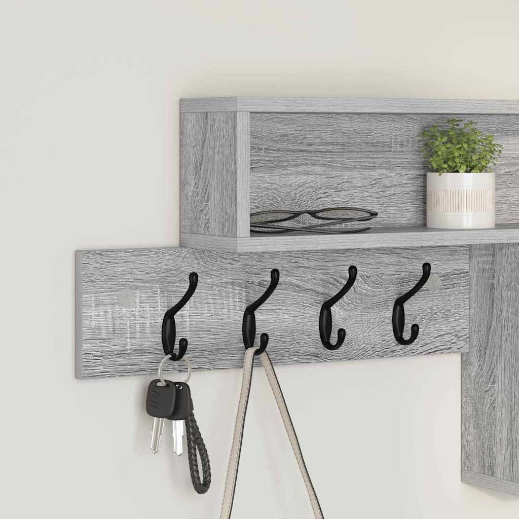vidaXL Wall-Mounted Coat Rack Wall-Mounted Grey Sonoma Engineered wood 4