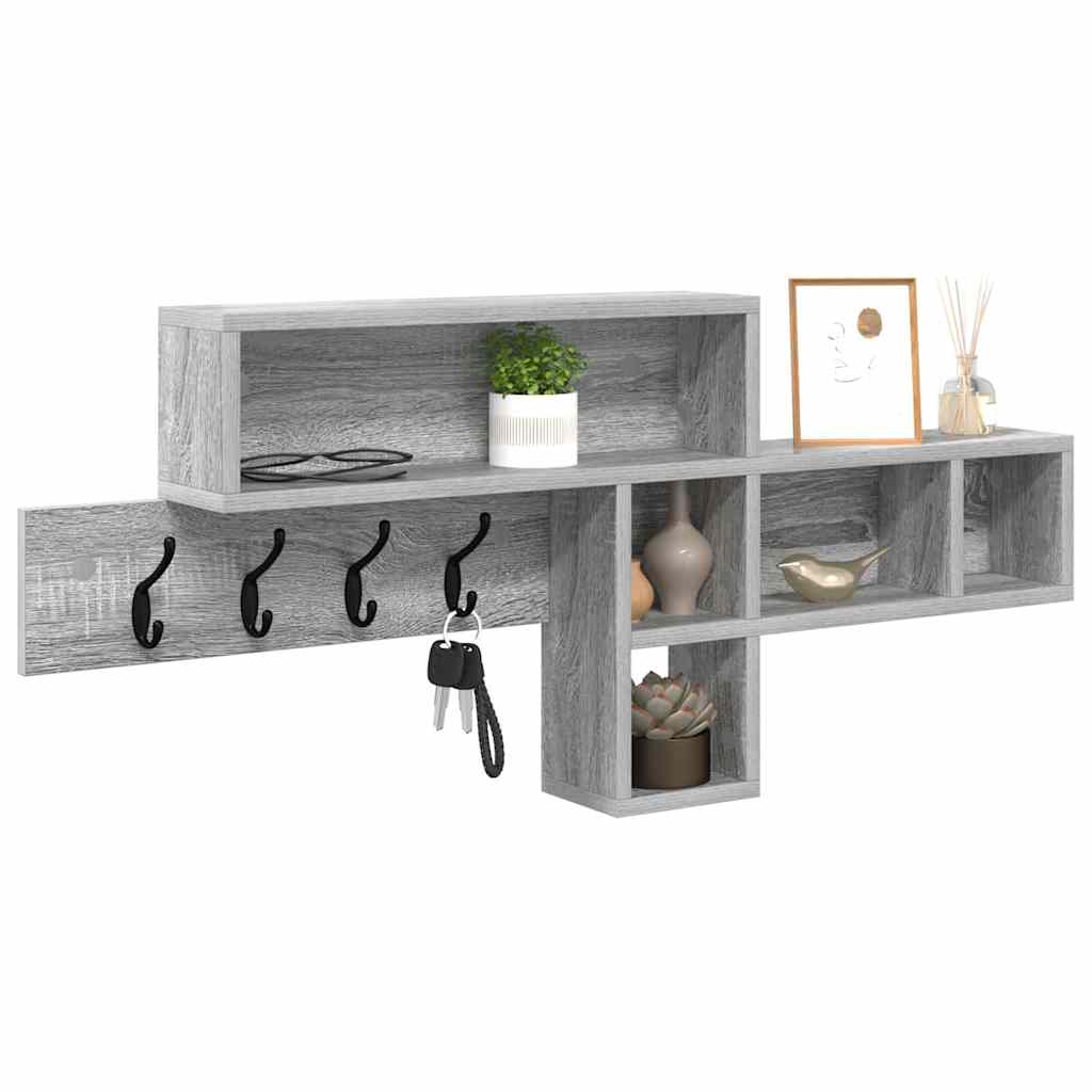 vidaXL Wall-Mounted Coat Rack Wall-Mounted Grey Sonoma Engineered wood 3