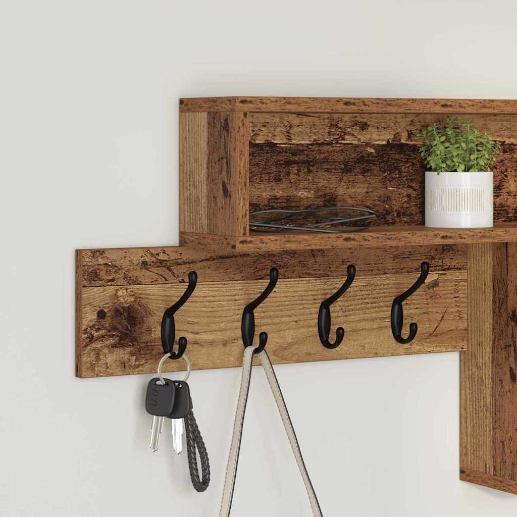 vidaXL Wall-Mounted Coat Rack Wall-Mounted Old Wood 100 x 12 x 43.5 cm 4