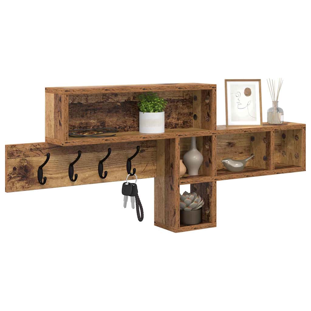 vidaXL Wall-Mounted Coat Rack Wall-Mounted Old Wood 100 x 12 x 43.5 cm 3