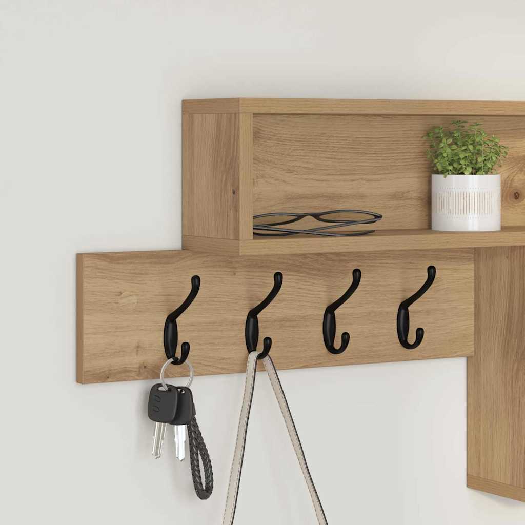 vidaXL Wall-Mounted Coat Rack Wall-Mounted Artisan Oak Engineered wood 4